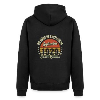 93 Ans D'excellence Septembre 1929 Édition Limitée - Veste à capuche bio Premium Unisexe - noir - Dos - Nico (187cm)