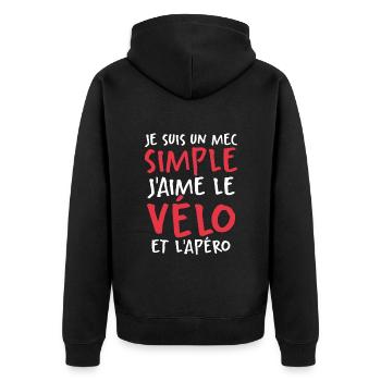 J'aime Le Vélo Et L'apéro - Veste à capuche bio Premium Unisexe - noir - Dos - Nico (187cm)