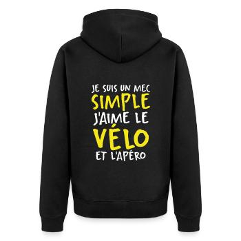 J'aime Le Vélo Et L'apéro - Veste à capuche bio Premium Unisexe - noir - Dos - Nico (187cm)