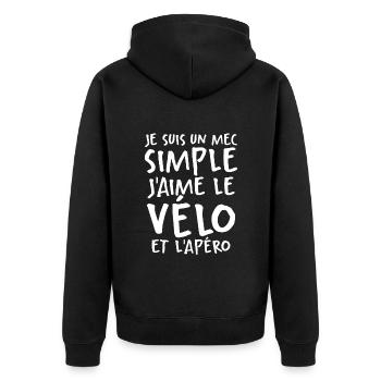 J'aime Le Vélo Et L'apéro - Veste à capuche bio Premium Unisexe - noir - Dos - Nico (187cm)