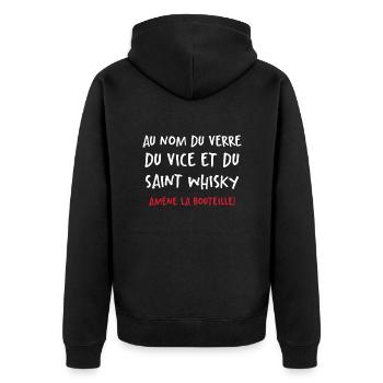 Au Nom Du Verre Du Vice Et Du Saint Whisky - Veste à capuche bio Premium Unisexe - noir - Dos - Nico (187cm)