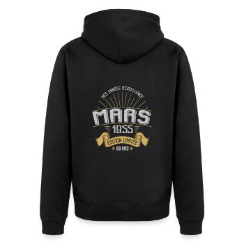 Mars 1955 68 Ans Anniversaire Vintage Idée Cadeau - Veste à capuche bio Premium Unisexe - noir - Dos - Nico (187cm)