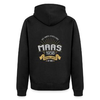 Mars 1957 67 Ans Anniversaire Vintage Idée Cadeau - Veste à capuche bio Premium Unisexe - noir - Dos - Nico (187cm)