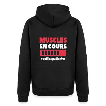 Muscles En Cours Veuillez Patienter - Veste à capuche bio Premium Unisexe - noir - Dos - Nico (187cm)
