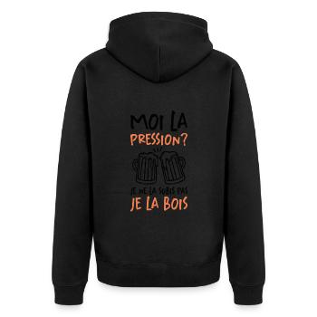 Moi La Pression Je Ne La Subis Pas Je La Bois - Veste à capuche bio Premium Unisexe - noir - Dos - Nico (187cm)