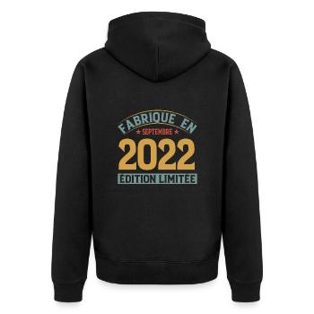 Fabriqué En Septembre 2022 Édition Limitée - Veste à capuche bio Premium Unisexe - noir - Dos - Nico (187cm)