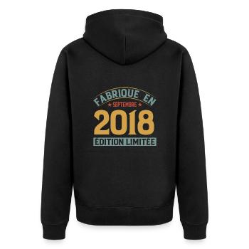 Fabriqué En Septembre 2018 Édition Limitée - Veste à capuche bio Premium Unisexe - noir - Dos - Nico (187cm)