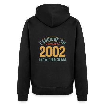 Fabriqué En Septembre 2002 Édition Limitée - Veste à capuche bio Premium Unisexe - noir - Dos - Nico (187cm)