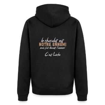 Le Chocolat Est Notre Ennemi - Veste à capuche bio Premium Unisexe - noir - Dos - Nico (187cm)