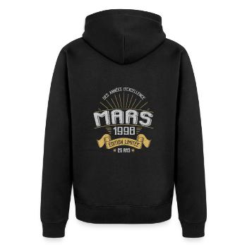 Mars 1998 25 Ans Anniversaire Vintage Idée Cadeau - Veste à capuche bio Premium Unisexe - noir - Dos - Nico (187cm)