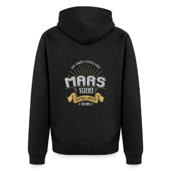 Mars 1988 35 Ans Anniversaire Vintage Idée Cadeau - Veste à capuche bio Premium Unisexe - noir - Dos - Nico (187cm)