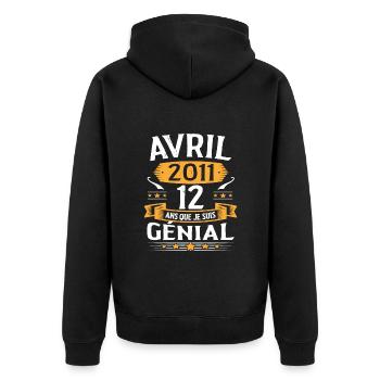 Avril 2011 12 Ans Que Je Suis Génial Anniversaire - Veste à capuche bio Premium Unisexe - noir - Dos - Nico (187cm)