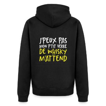 Je Peux Pas Mon P'tit Verre De Whisky M'attend - Veste à capuche bio Premium Unisexe - noir - Dos - Nico (187cm)