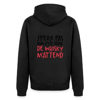 Je Peux Pas Mon P'tit Verre De Whisky M'attend - Veste à capuche bio Premium Unisexe - noir - Dos - Nico (187cm)