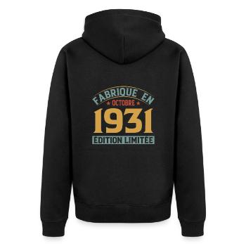 Fabriqué En Octobre 1931 Édition Limitée - Veste à capuche bio Premium Unisexe - noir - Dos - Nico (187cm)