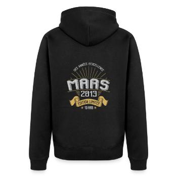 Mars 2013 10 Ans Anniversaire Vintage Idée Cadeau - Veste à capuche bio Premium Unisexe - noir - Dos - Nico (187cm)