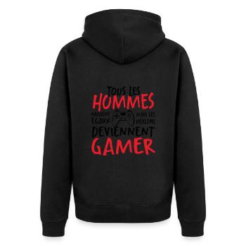 Les Meilleurs Hommes Deviennent Gamer - Veste à capuche bio Premium Unisexe - noir - Dos - Nico (187cm)