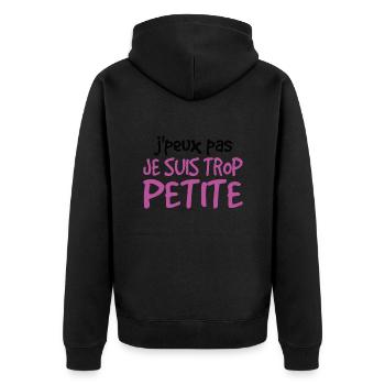 Je Peux Pas Je Suis Trop Petite - Veste à capuche bio Premium Unisexe - noir - Dos - Nico (187cm)