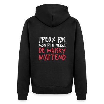 Je Peux Pas Mon P'tit Verre De Whisky M'attend - Veste à capuche bio Premium Unisexe - noir - Dos - Nico (187cm)