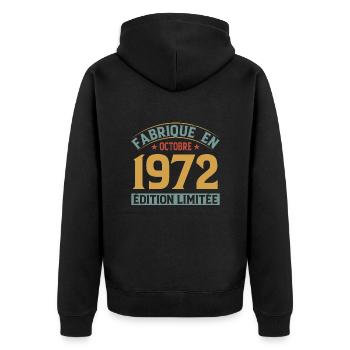 Fabriqué En Octobre 1972 Édition Limitée - Veste à capuche bio Premium Unisexe - noir - Dos - Nico (187cm)