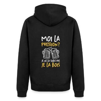 Moi La Pression Je Ne La Subis Pas Je La Bois - Veste à capuche bio Premium Unisexe - noir - Dos - Nico (187cm)