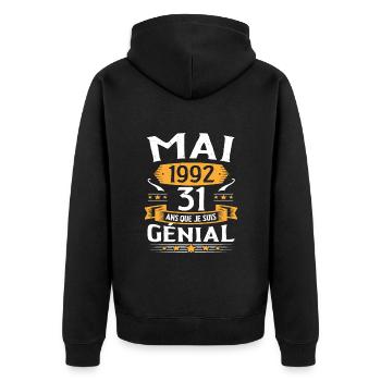 Mai 1992 31 Ans Que Je Suis Génial Anniversaire - Veste à capuche bio Premium Unisexe - noir - Dos - Nico (187cm)