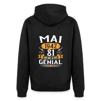 Mai 1942 81 Ans Que Je Suis Génial Anniversaire - Veste à capuche bio Premium Unisexe - noir - Dos - Nico (187cm)