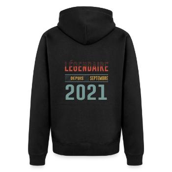 Légendaire Depuis Septembre 2021 Anniversaire - Veste à capuche bio Premium Unisexe - noir - Dos - Nico (187cm)