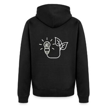 MaShSmall (Weiß) - Unisex Premium Bio Zip Hoodie - Schwarz - Hinten - Nico (187cm)