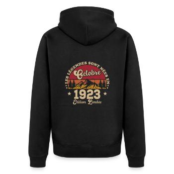 Les Légendes Sont Nées En Octobre 1923 - Veste à capuche bio Premium Unisexe - noir - Dos - Nico (187cm)