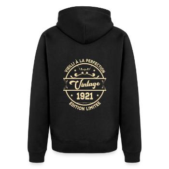 Vintage 1921 Idée Cadeau D Anniversaire Rétro 1921 - Veste à capuche bio Premium Unisexe - noir - Dos - Nico (187cm)