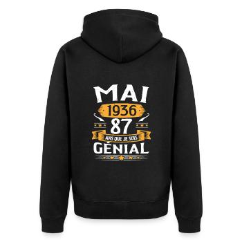 Mai 1936 87 Ans Que Je Suis Génial Anniversaire - Veste à capuche bio Premium Unisexe - noir - Dos - Nico (187cm)