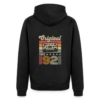 Vintage Geburtstag Originelle Geschenkidee 1921 - Unisex Premium Bio Zip Hoodie - Schwarz - Hinten - Nico (187cm)