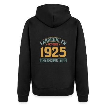 Fabriqué En Octobre 1925 Édition Limitée - Veste à capuche bio Premium Unisexe - noir - Dos - Nico (187cm)