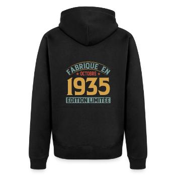Fabriqué En Octobre 1935 Édition Limitée - Veste à capuche bio Premium Unisexe - noir - Dos - Nico (187cm)