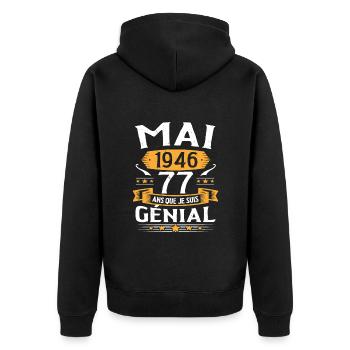 Mai 1946 77 Ans Que Je Suis Génial Anniversaire - Veste à capuche bio Premium Unisexe - noir - Dos - Nico (187cm)
