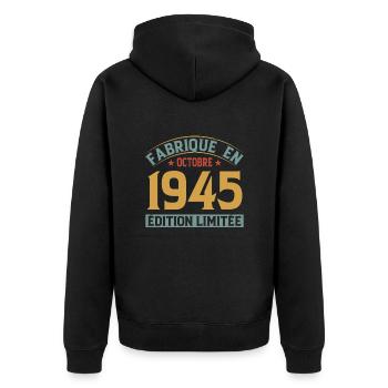 Fabriqué En Octobre 1945 Édition Limitée - Veste à capuche bio Premium Unisexe - noir - Dos - Nico (187cm)