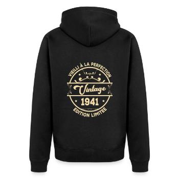 Vintage 1941 Idée Cadeau D Anniversaire Rétro 1941 - Veste à capuche bio Premium Unisexe - noir - Dos - Nico (187cm)