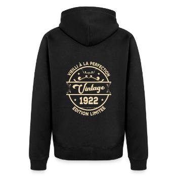 Vintage 1922 Idée Cadeau D Anniversaire Rétro 1922 - Veste à capuche bio Premium Unisexe - noir - Dos - Nico (187cm)