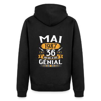 Mai 1987 36 Ans Que Je Suis Génial Anniversaire - Veste à capuche bio Premium Unisexe - noir - Dos - Nico (187cm)