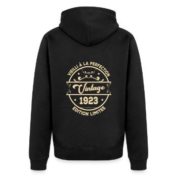 Vintage 1923 Idée Cadeau D Anniversaire Rétro 1923 - Veste à capuche bio Premium Unisexe - noir - Dos - Nico (187cm)