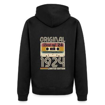 Vintage Birthday Original Gift Idea 1924 - Unisex Premium Organic Zip Hoodie - black - Back - Nico (187cm)