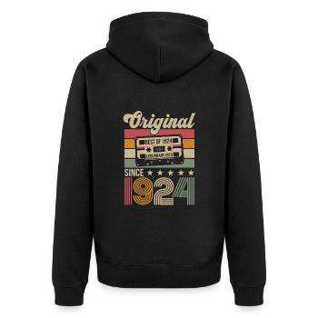 Vintage Birthday Original Gift Idea 1924 - Unisex Premium Organic Zip Hoodie - black - Back - Nico (187cm)