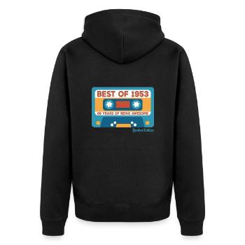 1953 Vintage Vintage Retro Geburtstagsgeschenk - Unisex Premium Bio Zip Hoodie - Schwarz - Hinten - Nico (187cm)