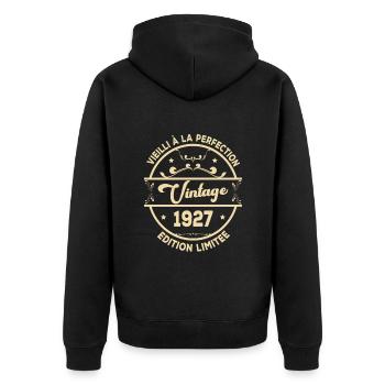 Vintage 1927 Idée Cadeau D Anniversaire Rétro 1927 - Veste à capuche bio Premium Unisexe - noir - Dos - Nico (187cm)