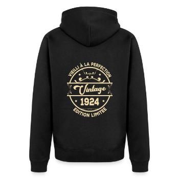Vintage 1924 Idée Cadeau D Anniversaire Rétro 1924 - Veste à capuche bio Premium Unisexe - noir - Dos - Nico (187cm)
