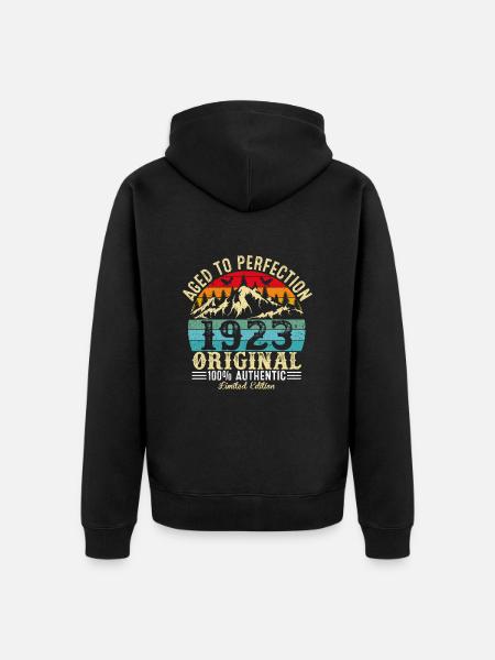 Perfekt gealtert 1923 Original - Unisex Premium Bio Zip Hoodie - Schwarz