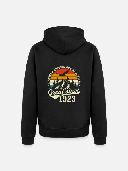 Einzigartig seit 1923 - Unisex Premium Bio Zip Hoodie - Schwarz