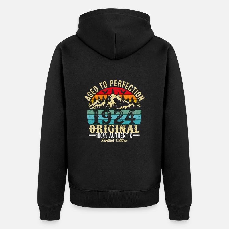 Perfekt gealtert 1924 Original - Unisex Premium Bio Zip Hoodie - Schwarz