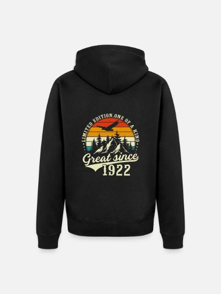 Einzigartig seit 1922 - Unisex Premium Bio Zip Hoodie - Schwarz